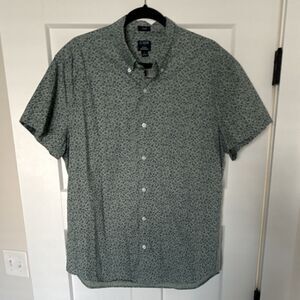 J.CREW Flex Washed Slim Floral Cotton Short Sleeve Button-Up Shirt Men's L
